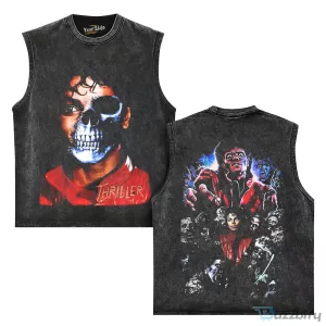 Michael Jackson Thriller Zombie Skull Washed Black T-Shirt