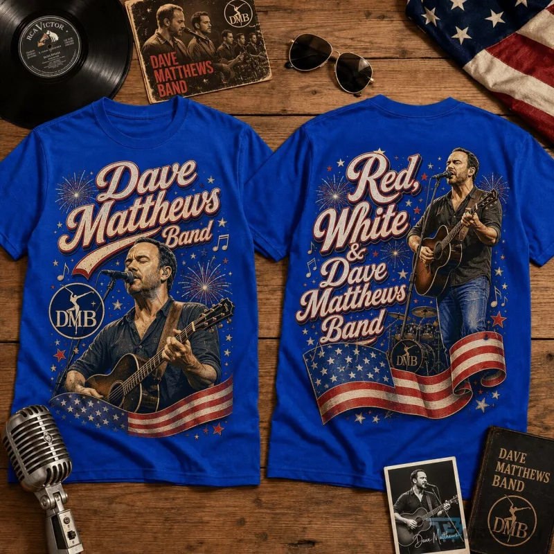 Dave Matthews Band Red White Patriotic Fireworks Concert T-Shirt