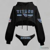 Women's Cropped Hoodie and Panties Set featuring Tennessee Titans Design