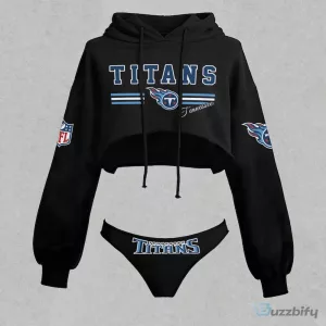 Women's Cropped Hoodie and Panties Set featuring Tennessee Titans Design