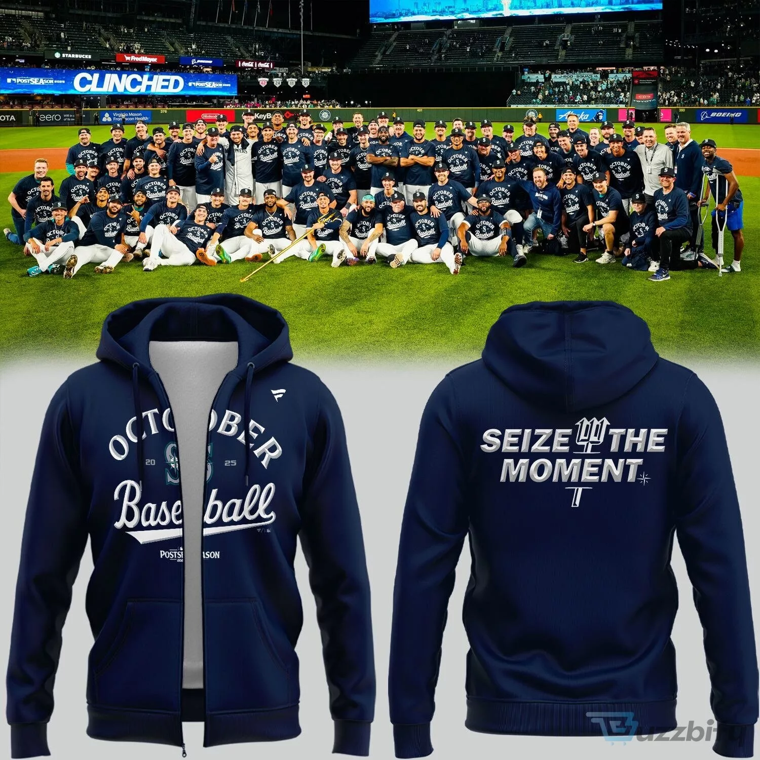 Seattle Mariners Baseball Postseason 2025 October Seize The Moment Hoodie