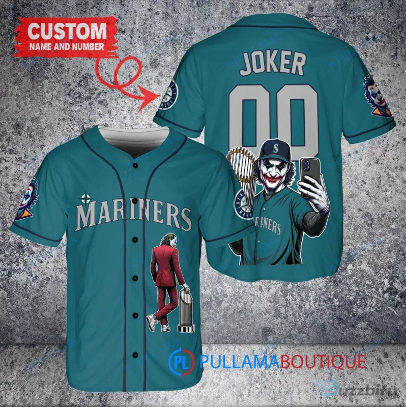 Mariners Baseball Joker DC Comics World Series Trophy Custom Jersey