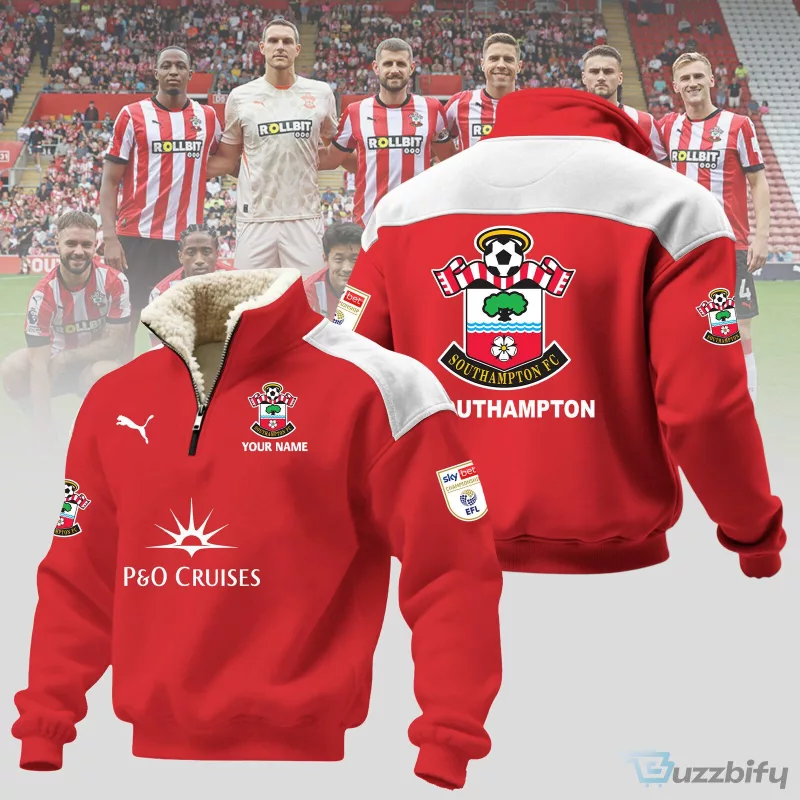 Southampton Football Club Red Quarter Zip Fleece Hoodie