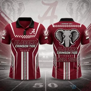 Alabama Crimson Tide Roll Tide Elephant Mascot NCAA Football Polo Shirt