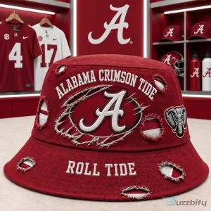 Alabama Crimson Tide Distressed Embroidered Bucket Hat