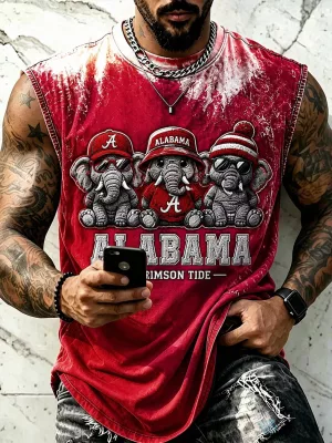 Alabama Crimson Tide Elephant Mascot Graphic Print Tank Top