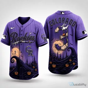 Colorado Rockies Baseball Halloween Jack Skellington Haunted Jersey