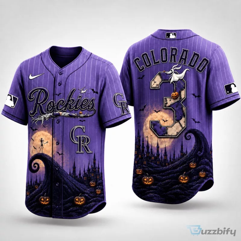 Colorado Rockies Baseball Halloween Jack Skellington Haunted Jersey