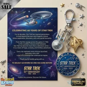 Star Trek 60th Anniversary Enterprise and Insignia Keychain