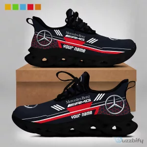 Mercedes-Benz AMG Petronas F1 Team Black and Red Custom Name Sneakers