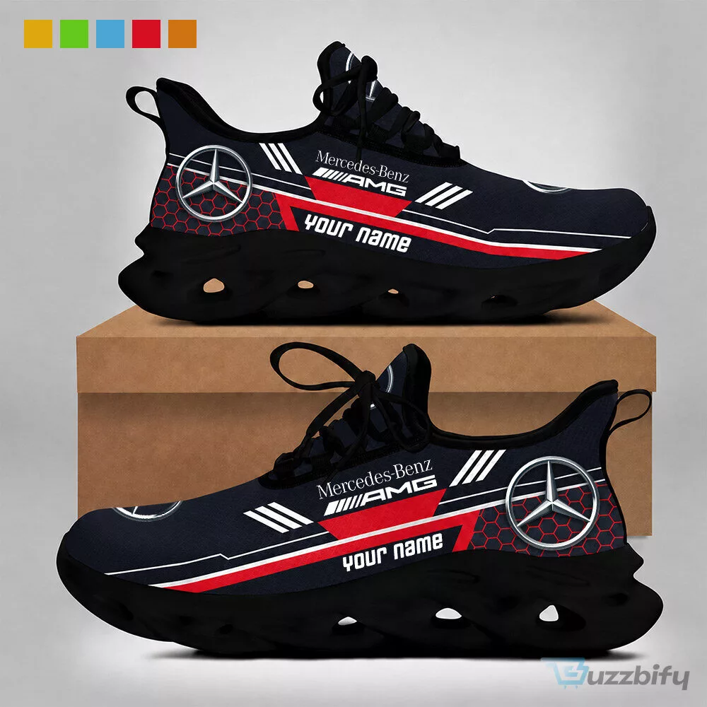 Mercedes-Benz AMG Petronas F1 Team Black and Red Custom Name Sneakers