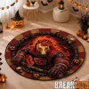 Calgary Flames Halloween Horse Skull Round Area Rug