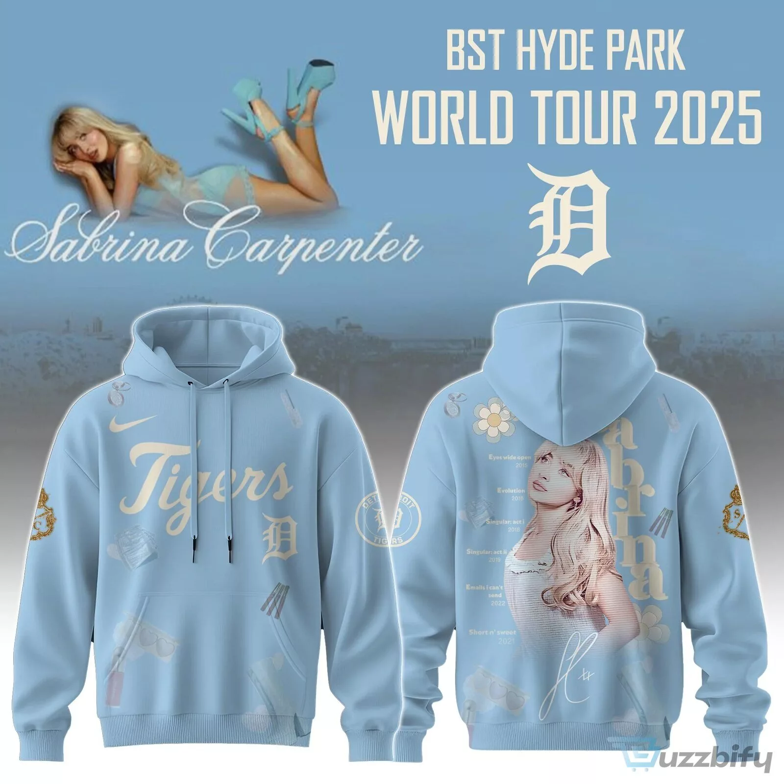 Sabrina Carpenter Detroit Tigers Short N Sweet Tour Hoodie
