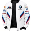 BMW Motorsport Racing Team White Bomber Jacket with Sponsor Logos
