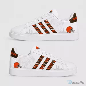 Cleveland Browns Football Team Mascot and Helmet Pattern Sneakers