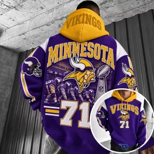 Minnesota Vikings NFL Football Team Purple and Gold Hoodie