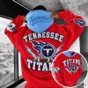 Tennessee Titans Football Team Red and Light Blue Embroidered Hoodie