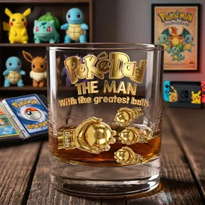 Pokemon Poke Dad The Man With The Greatest Balls Whiskey Glass