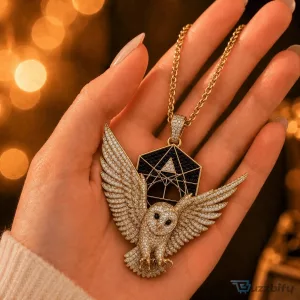 Deftones Owl Pendant Necklace with Gold Chain, Limited Edition Jewelry