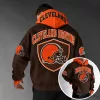 Cleveland Browns Football Team Brown and Orange Pullover Hoodie