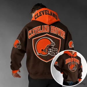 Cleveland Browns Football Team Brown and Orange Pullover Hoodie