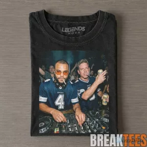Dallas Cowboys Dak Prescott and Troy Aikman DJing Drinking Black T-Shirt