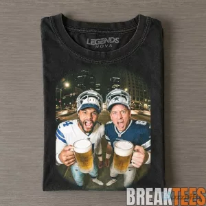 Dallas Cowboys Dak Prescott and Troy Aikman DJing Drinking Black T-Shirt