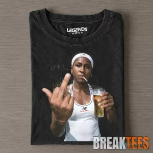 Coco Gauff Middle Finger Smoking Beer Tennis Player Black T-Shirt