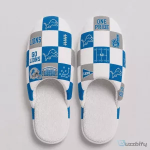 Detroit Lions Checkered Pattern Football Team Slippers