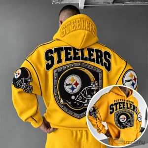 Pittsburgh Steelers NFL Football Team Logo Yellow Hoodie Sweatshirt