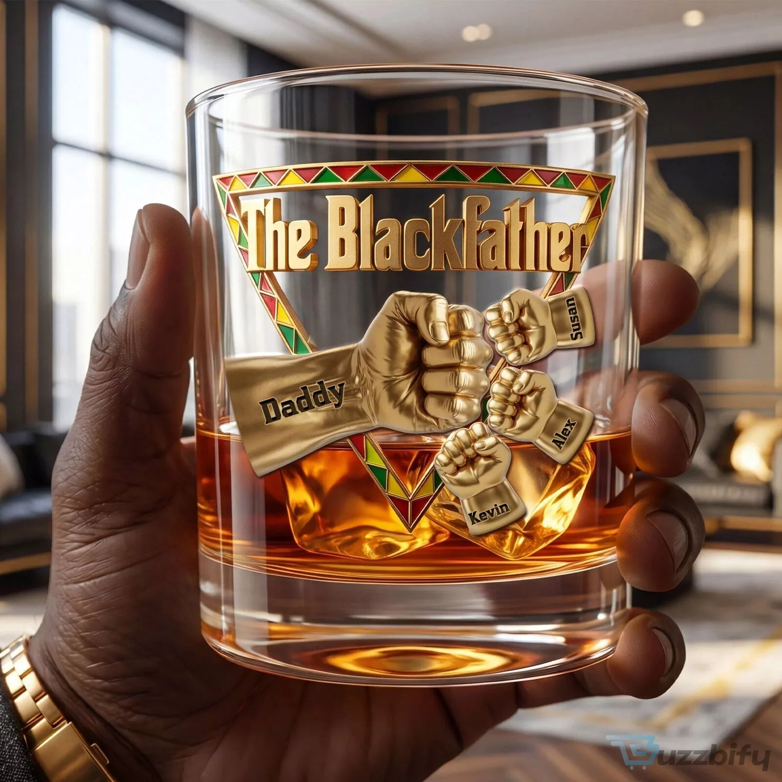 The Blackfather Personalized Whiskey Glass for Dad and Grandfather