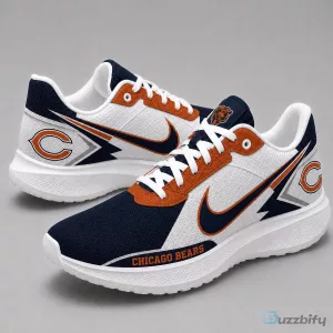 Chicago Bears NFL Football Team Logo White and Navy Blue Athletic Sneakers