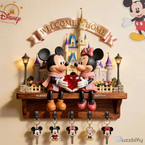 Mickey Mouse Minnie Mouse Welcome Home Personalized Key Hanger Wall Shelf