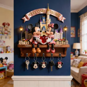 Mickey Mouse Minnie Mouse Welcome Home Personalized Key Hanger Wall Shelf
