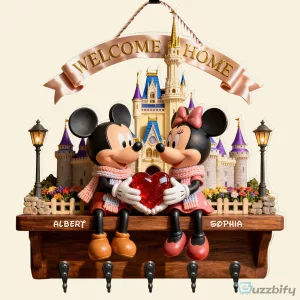 Mickey Mouse Minnie Mouse Welcome Home Personalized Key Hanger Wall Shelf