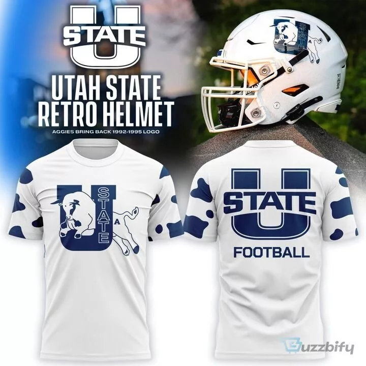 Utah State Aggies Football 1992-1995 Vintage Logo White Short Sleeve T-Shirt