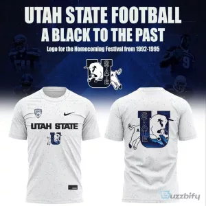 Utah State Aggies Football 1992-1995 Vintage Logo White Short Sleeve T-Shirt