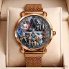 Star Wars Characters Gold Mesh Strap Quartz Watch