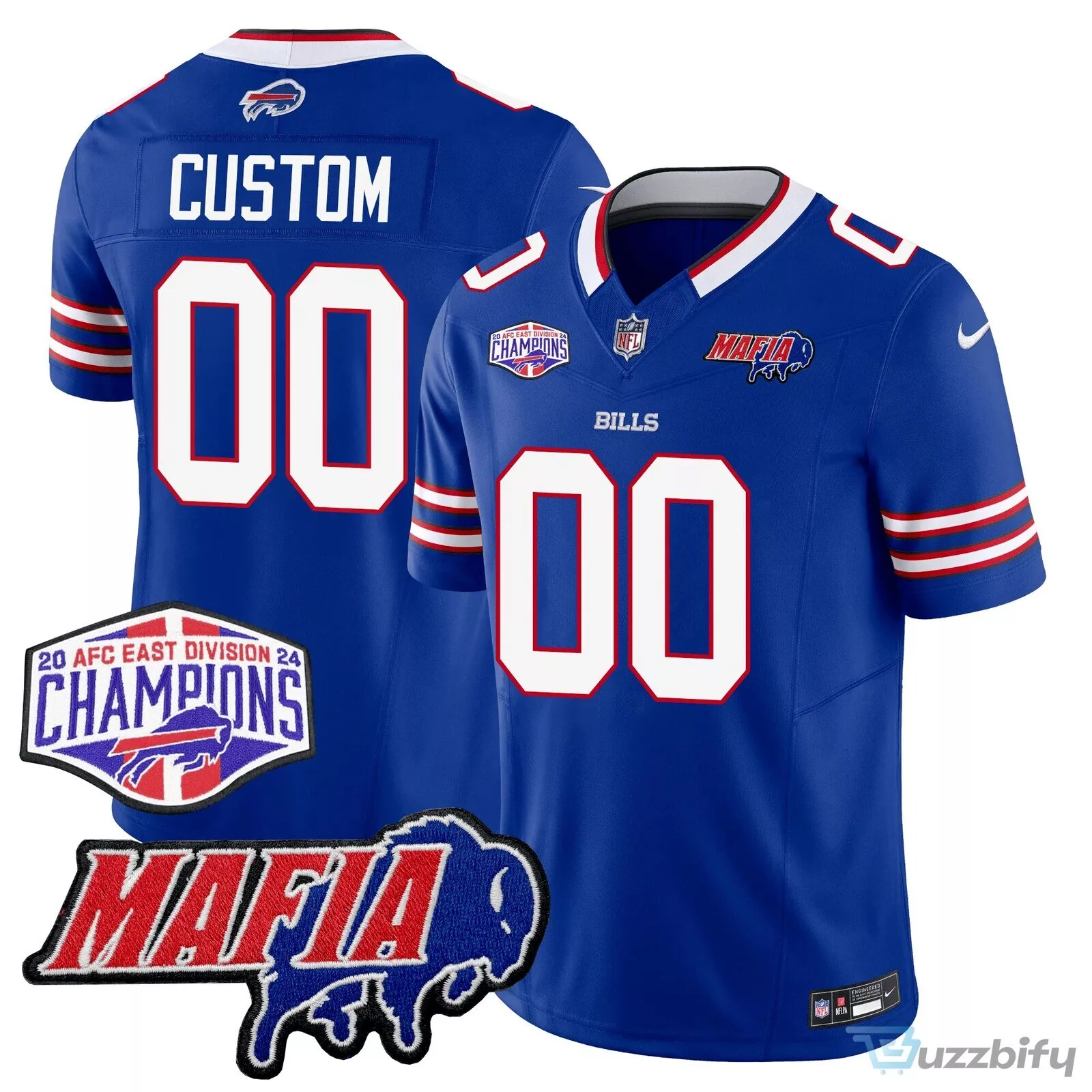 Buffalo Bills Mafia 2024 AFC East Champions Custom Football Jersey