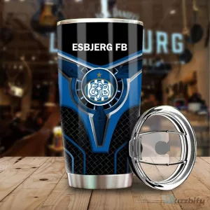 Esbjerg FB Football Club Blue and Black Stainless Steel Insulated Tumbler