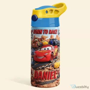 Disney Pixar Cars Lightning McQueen Born To Race Kids Water Bottle