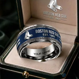 Boston Red Sox MLB Team Logo Personalized Stainless Steel Ring