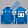 Detroit Lions Football Team Crest Personalized Name Number Blue Sweatshirt