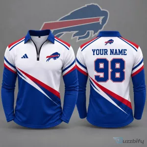 Buffalo Bills NFL Football Team Identity Quarter Zip Long Sleeve Polo Shirt