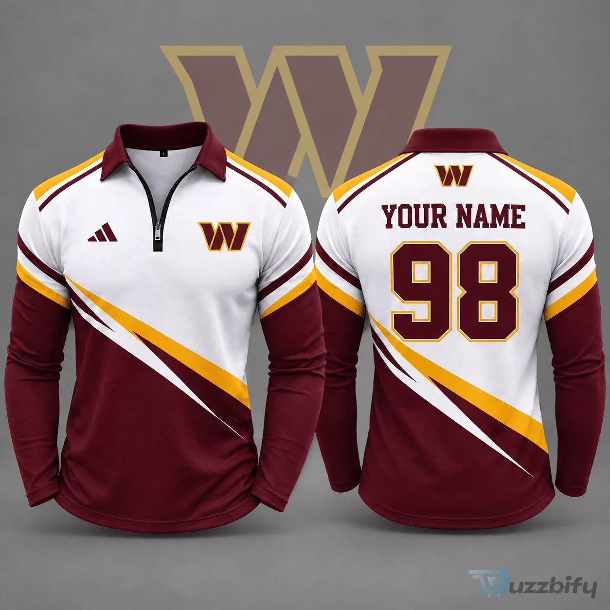 Washington Commanders Personalized Quarter Zip Long Sleeve Polo Shirt