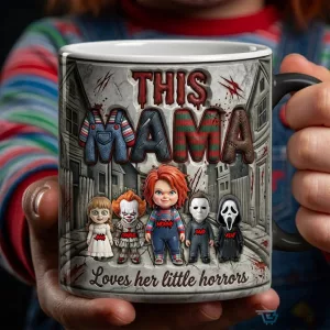 This Mama Loves Her Little Horrors Halloween Horror Movie Characters Mug