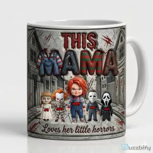 This Mama Loves Her Little Horrors Halloween Horror Movie Characters Mug