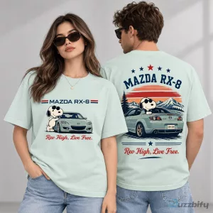 Snoopy Mazda RX-8 Rev High Live Free JDM Sports Car T-Shirt