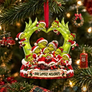 Personalized Grinch Family Our Lovely Mischiefs Christmas Tree Ornament