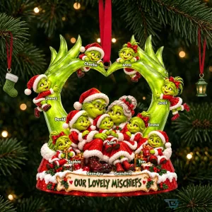 Personalized Grinch Family Our Lovely Mischiefs Christmas Tree Ornament